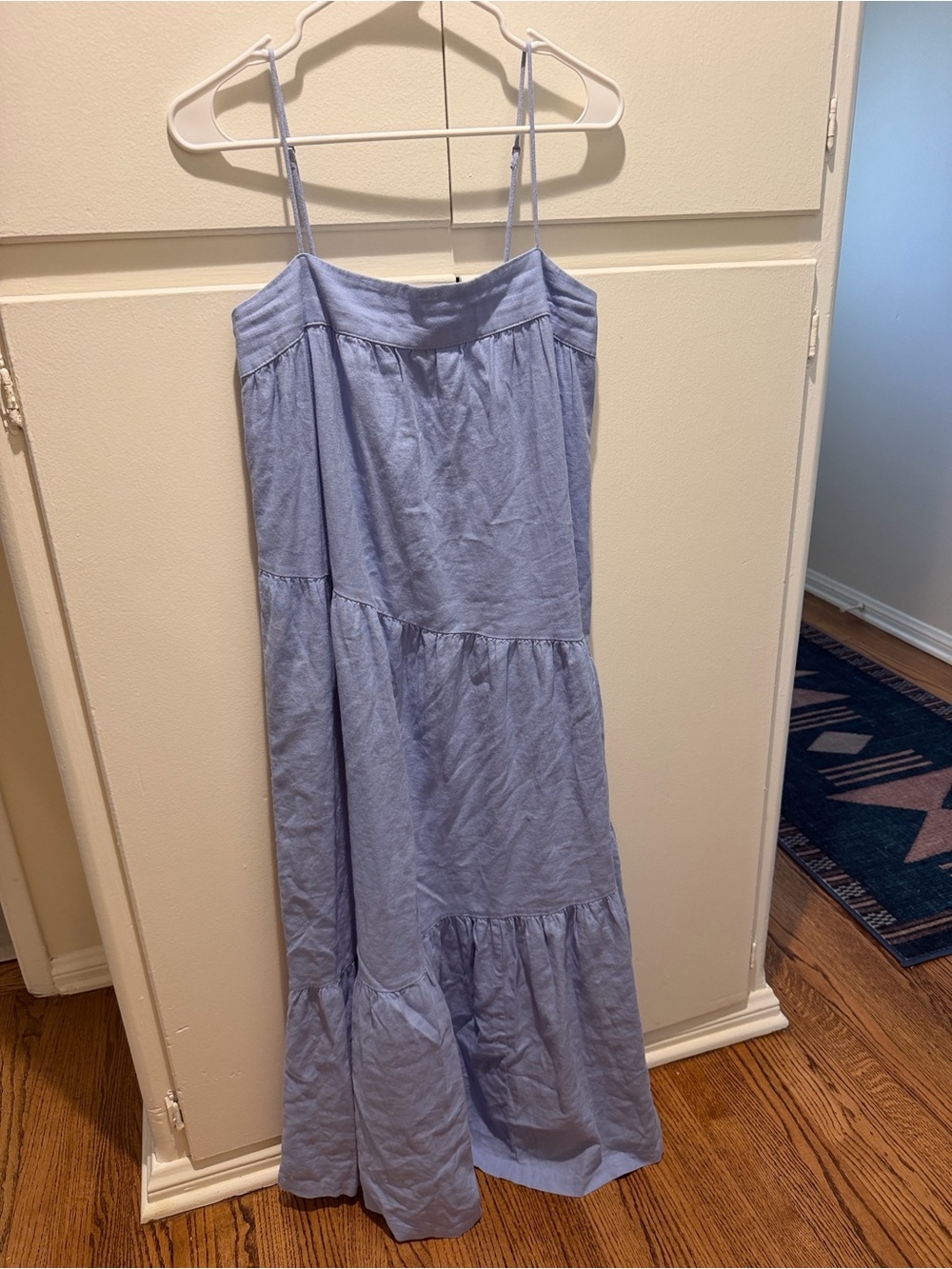 A&F Asymmetrical Tiered Maxi Blue Dress